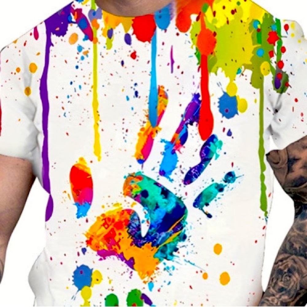 Graphic Tees are in this paint splatter look is hot